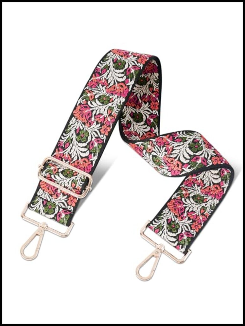 Vintage Boho Floral Purse Strap Replacement 2 Inch Wide Adjustable Woven